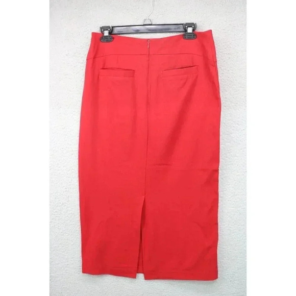 Monroe and Main Red Midi Skirt-Size 8-Office-Business-Pockets - Picture 4 of 8